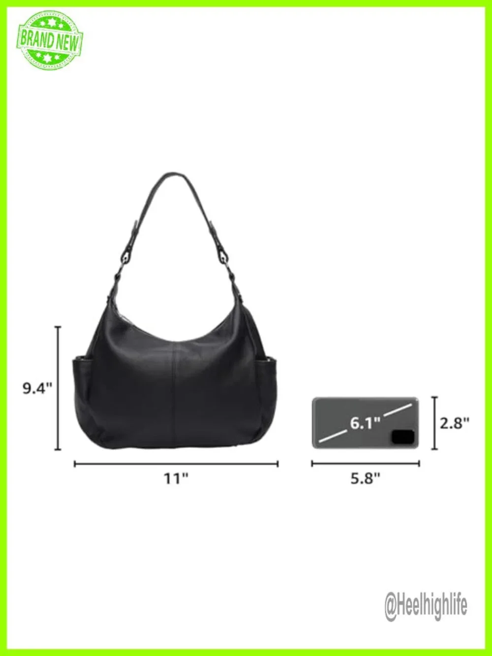 Genuine Leather Hobo Crossbody Bag with Adjustable Strap